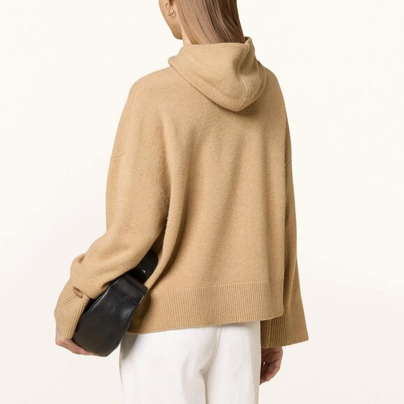 BEST Barbour Evette Knitted Hoodie Sweater Light Brown Tan Beige Wool Quiet Lux - Picture 3 of 6